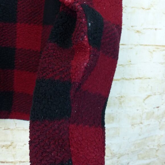 Columbia Shirt Jacket Women M Red Buffalo Plaid Checks South End Sherpa Shacket - Picture 8 of 11